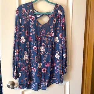 Floral tunic with cut out back